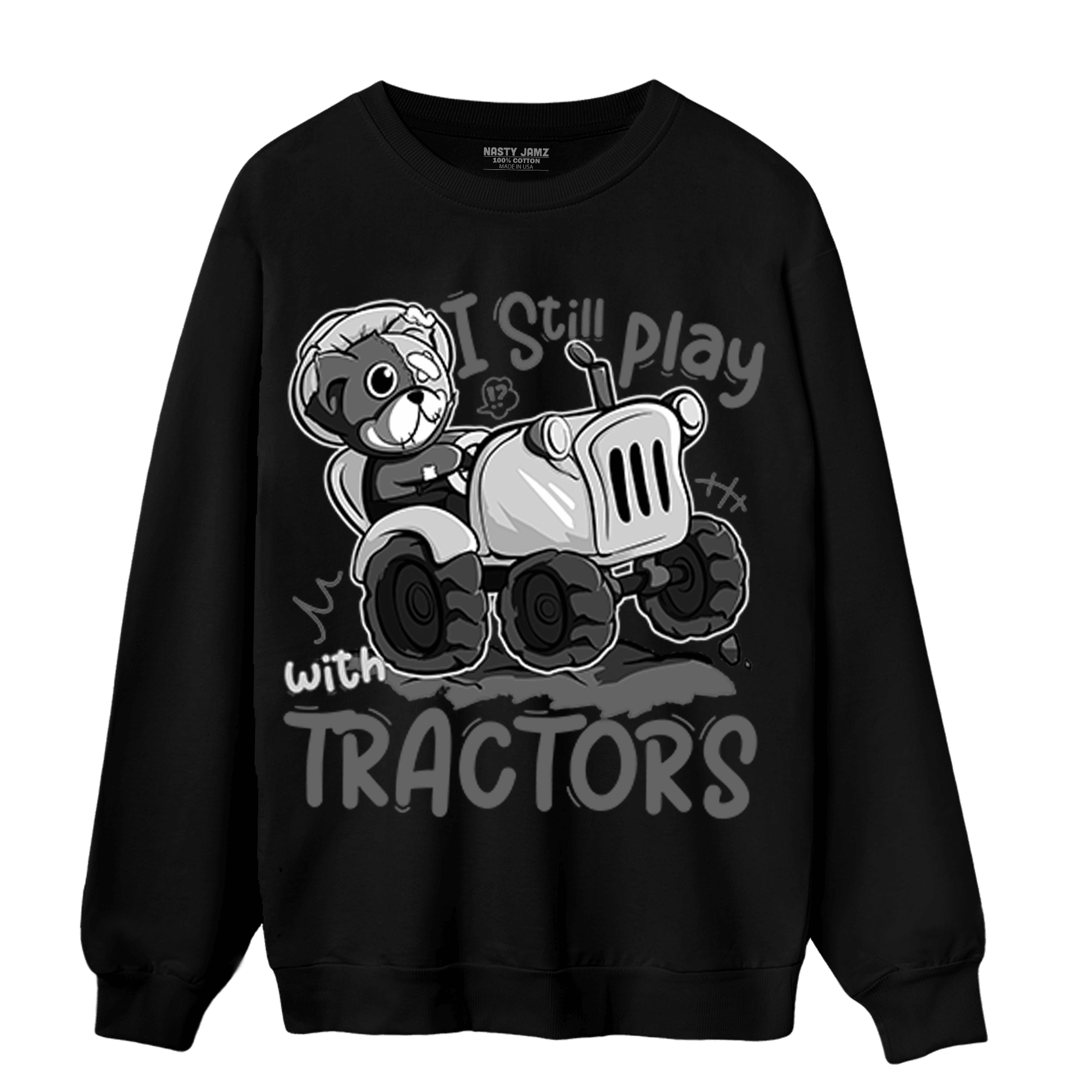Retro High OG Black White 1s Sweatshirt Match Play With Tractors BER - NastyJamz
