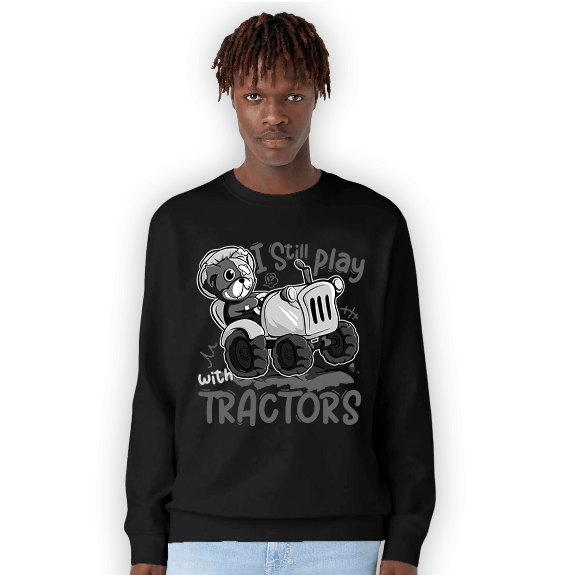 Retro High OG Black White 1s Sweatshirt Match Play With Tractors BER - NastyJamz