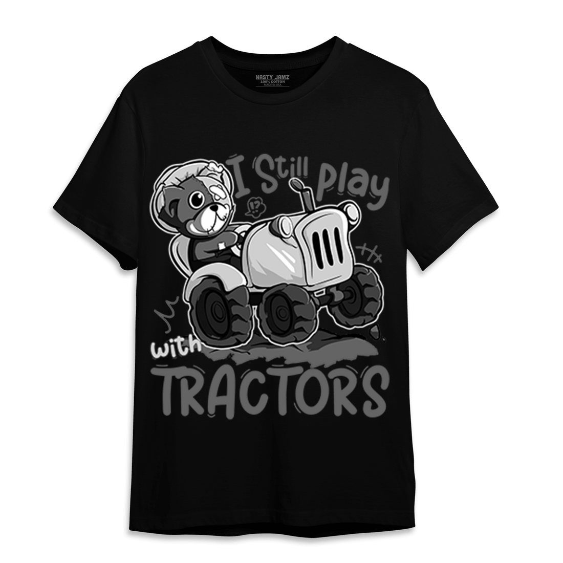 Retro High OG Black White 1s T Shirt Match Play With Tractors BER - NastyJamz