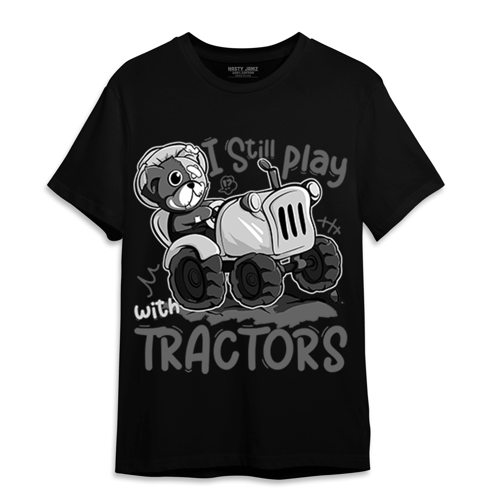Retro High OG Black White 1s T Shirt Match Play With Tractors BER - NastyJamz