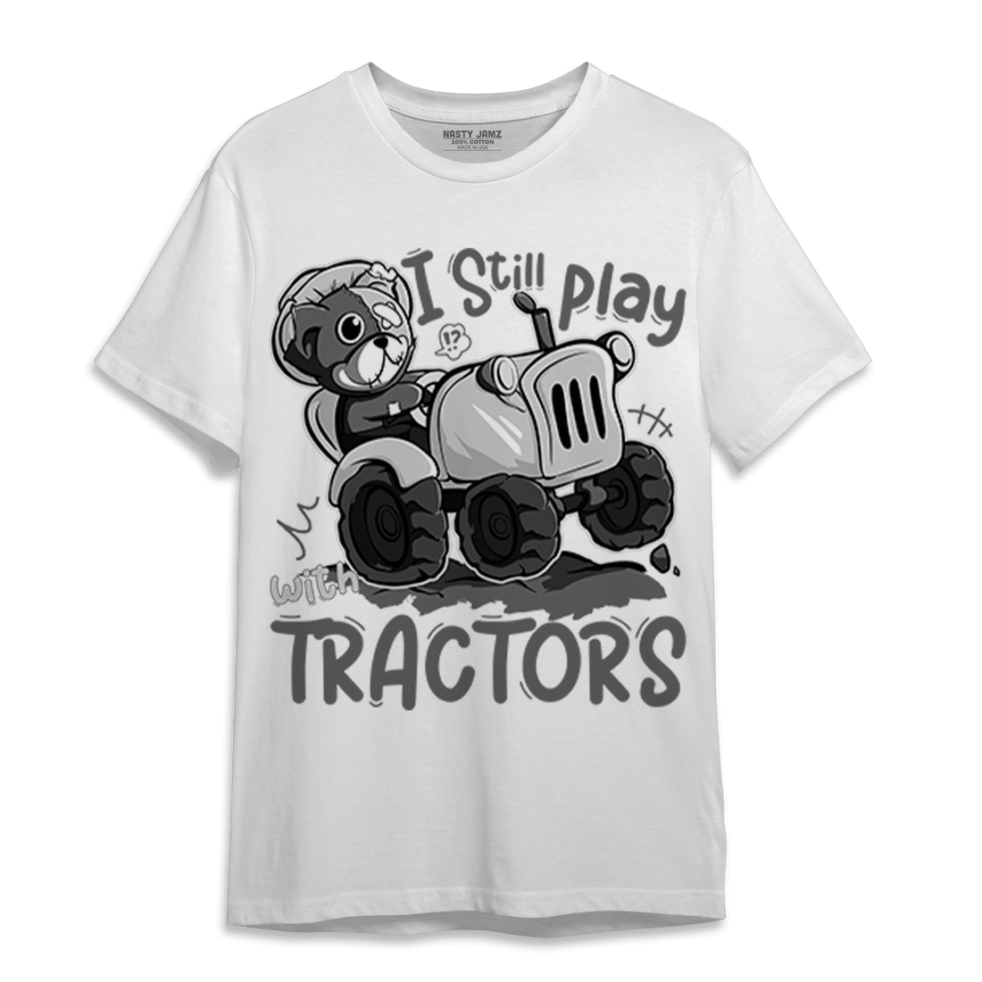 Retro High OG Black White 1s T Shirt Match Play With Tractors BER - NastyJamz