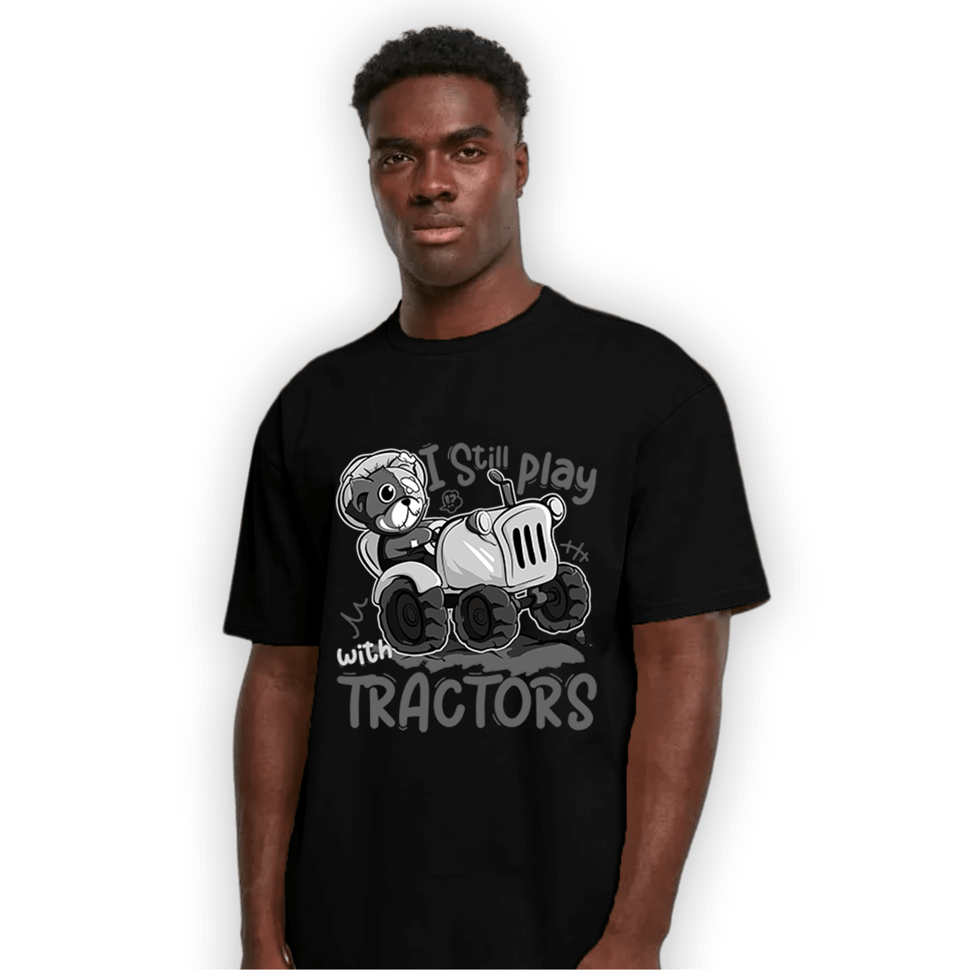 Retro High OG Black White 1s T Shirt Match Play With Tractors BER - NastyJamz