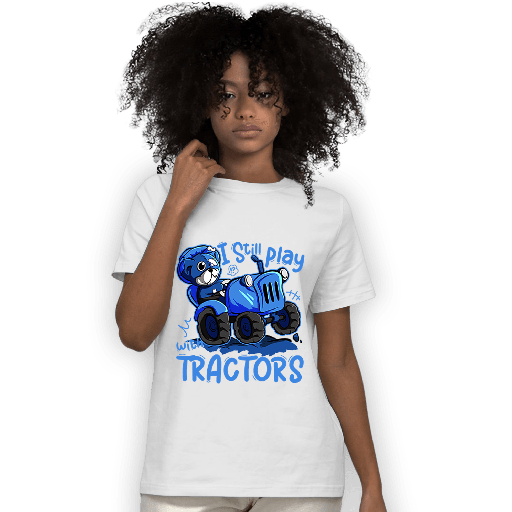 University Blue Toe 1s T Shirt Match Play With Tractors BER - NastyJamz