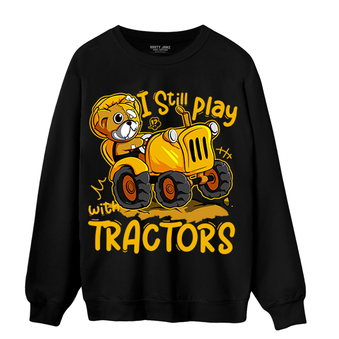 Yellow Ochre 1s Sweatshirt Match Play With Tractors BER - NastyJamz