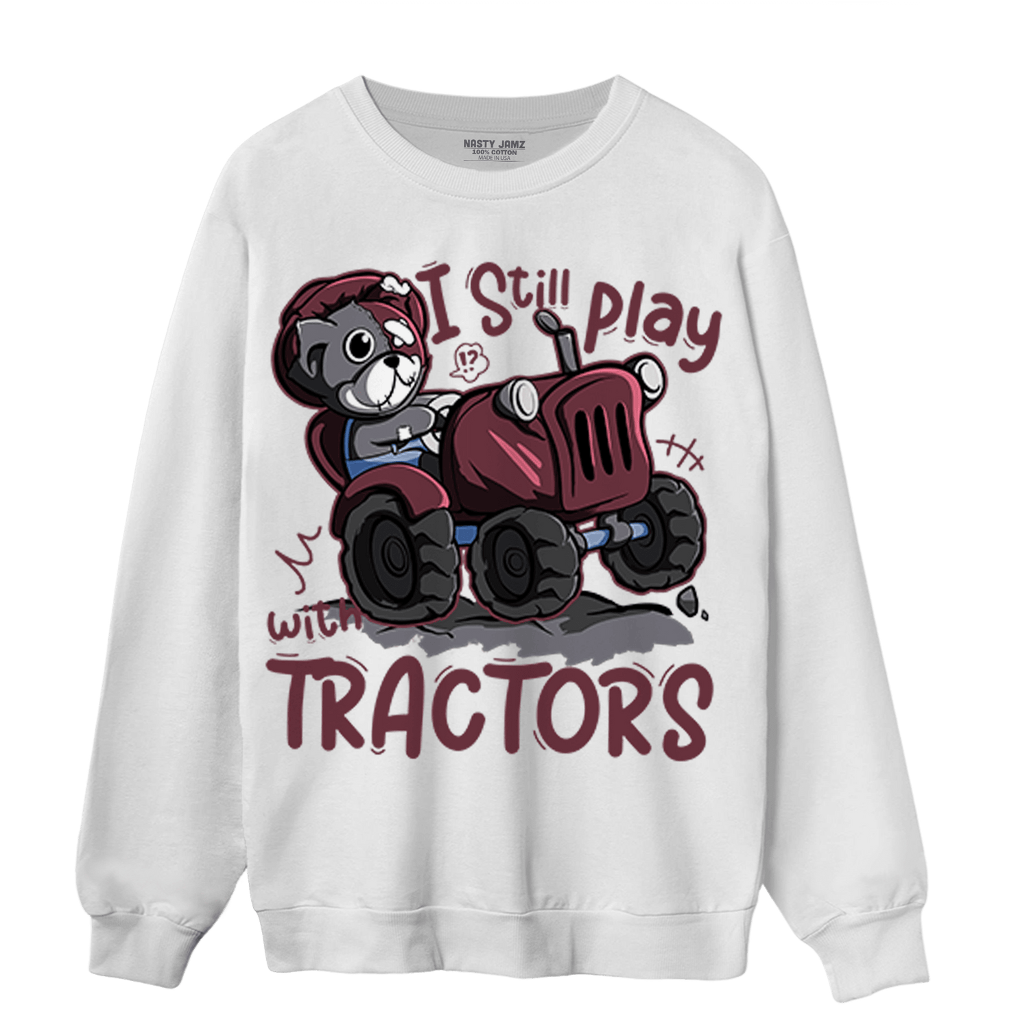 Burgundy 5s Sweatshirt Match Play With Tractors BER - NastyJamz