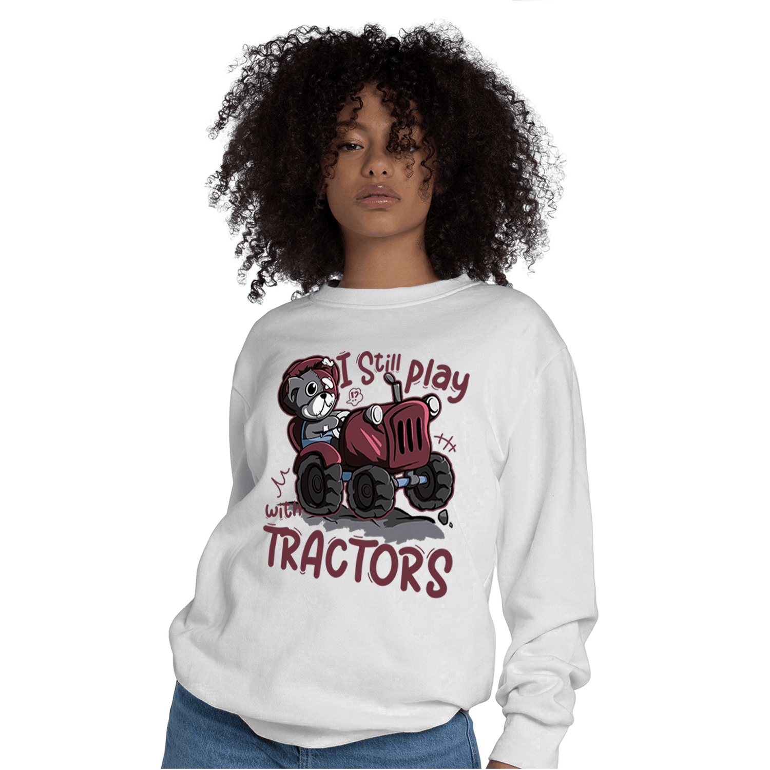 Burgundy 5s Sweatshirt Match Play With Tractors BER - NastyJamz