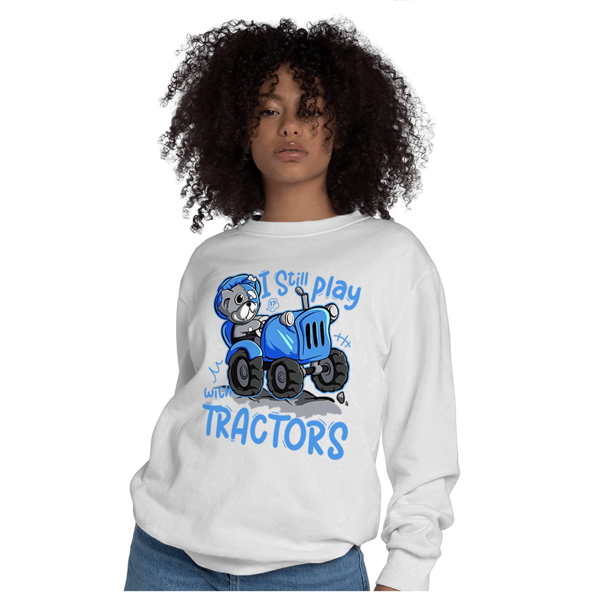 University Blue 5s Sweatshirt Match Play With Tractors BER - NastyJamz