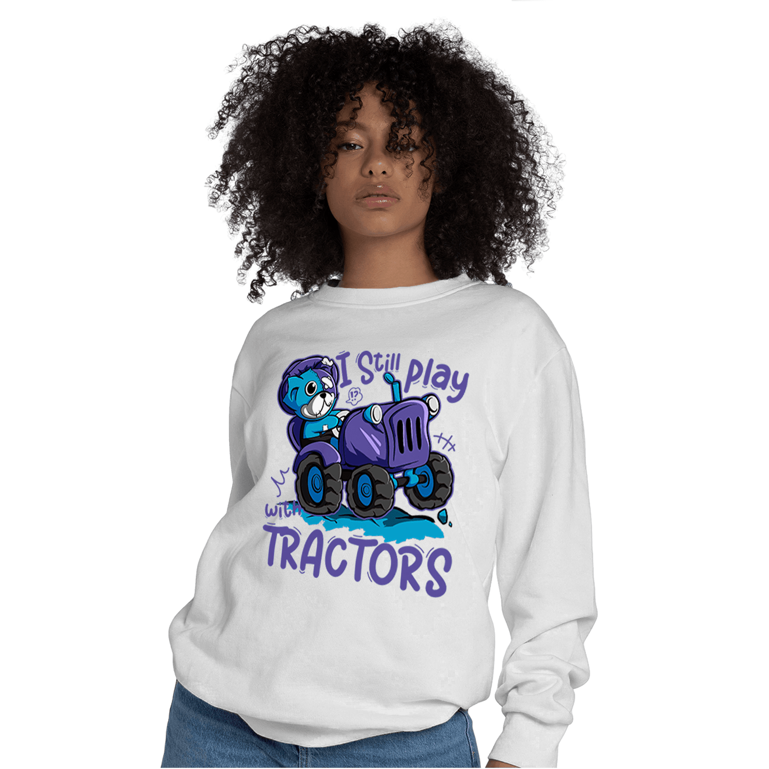 Aqua 6s Sweatshirt Match Play With Tractors BER - NastyJamz