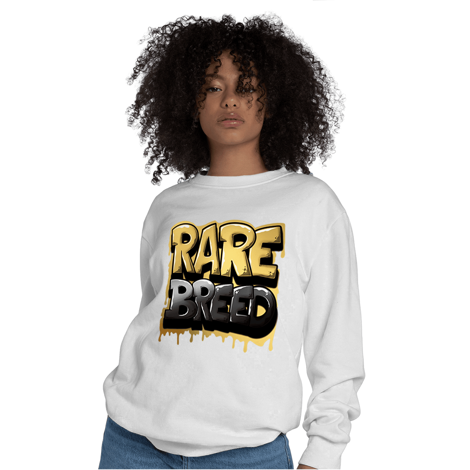Mid SE Black Gold 1s Sweatshirt Match Rare Breed - NastyJamz