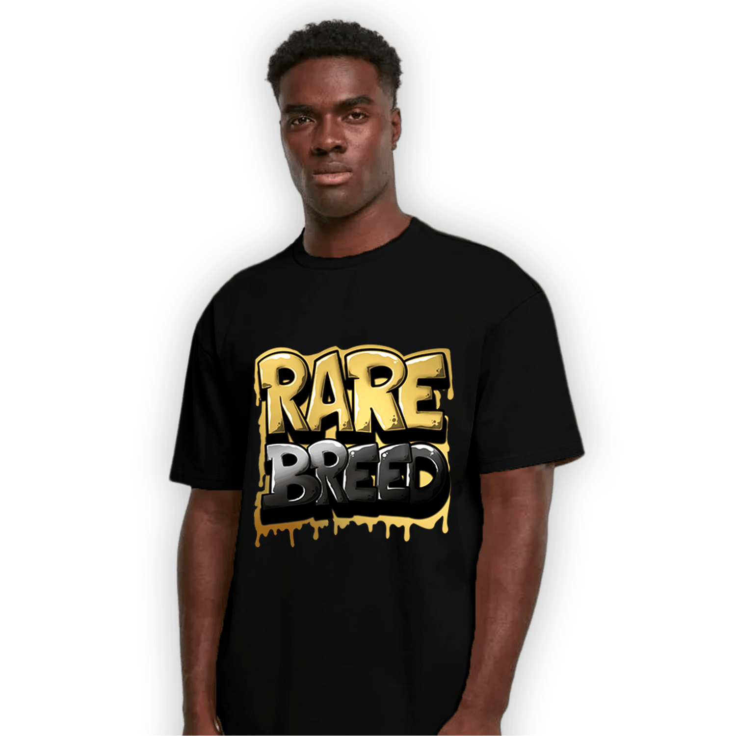 Mid SE Black Gold 1s T Shirt Match Rare Breed - NastyJamz