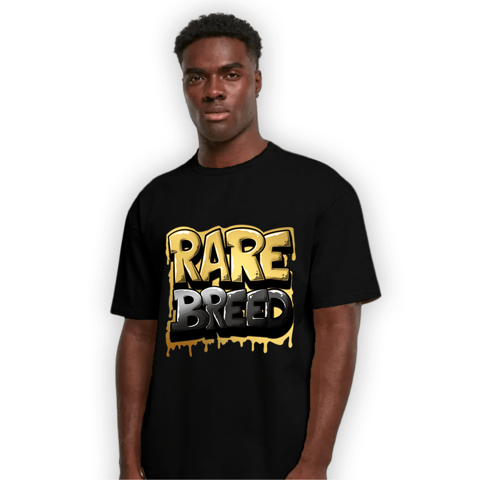 Mid SE Black Gold 1s T Shirt Match Rare Breed - NastyJamz