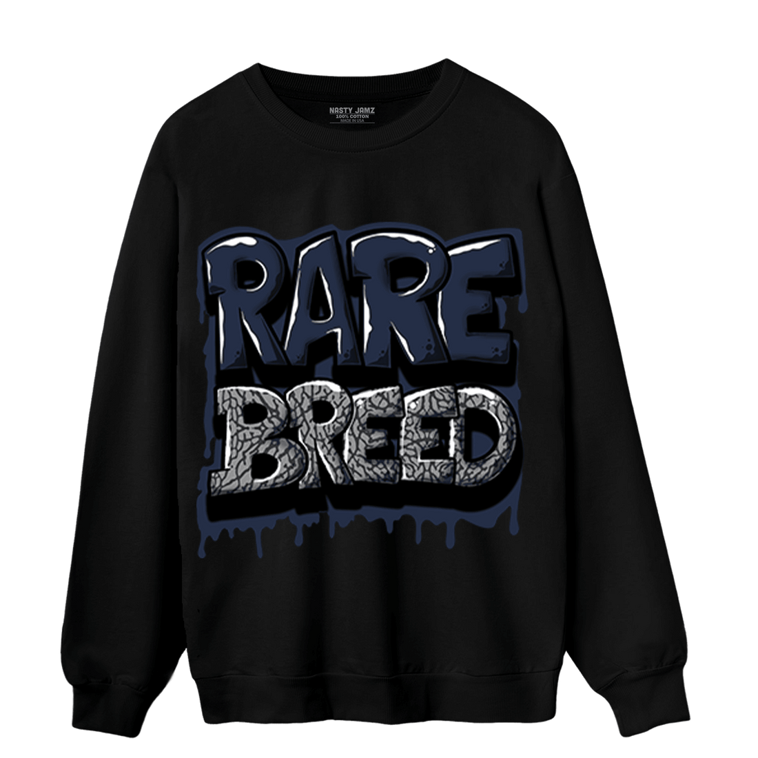 White Navy 3s Sweatshirt Match Rare Breed - NastyJamz