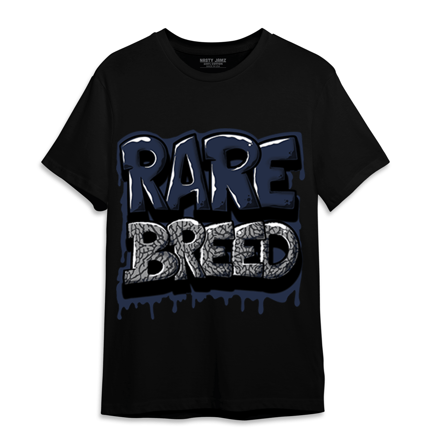 White Navy 3s T Shirt Match Rare Breed - NastyJamz