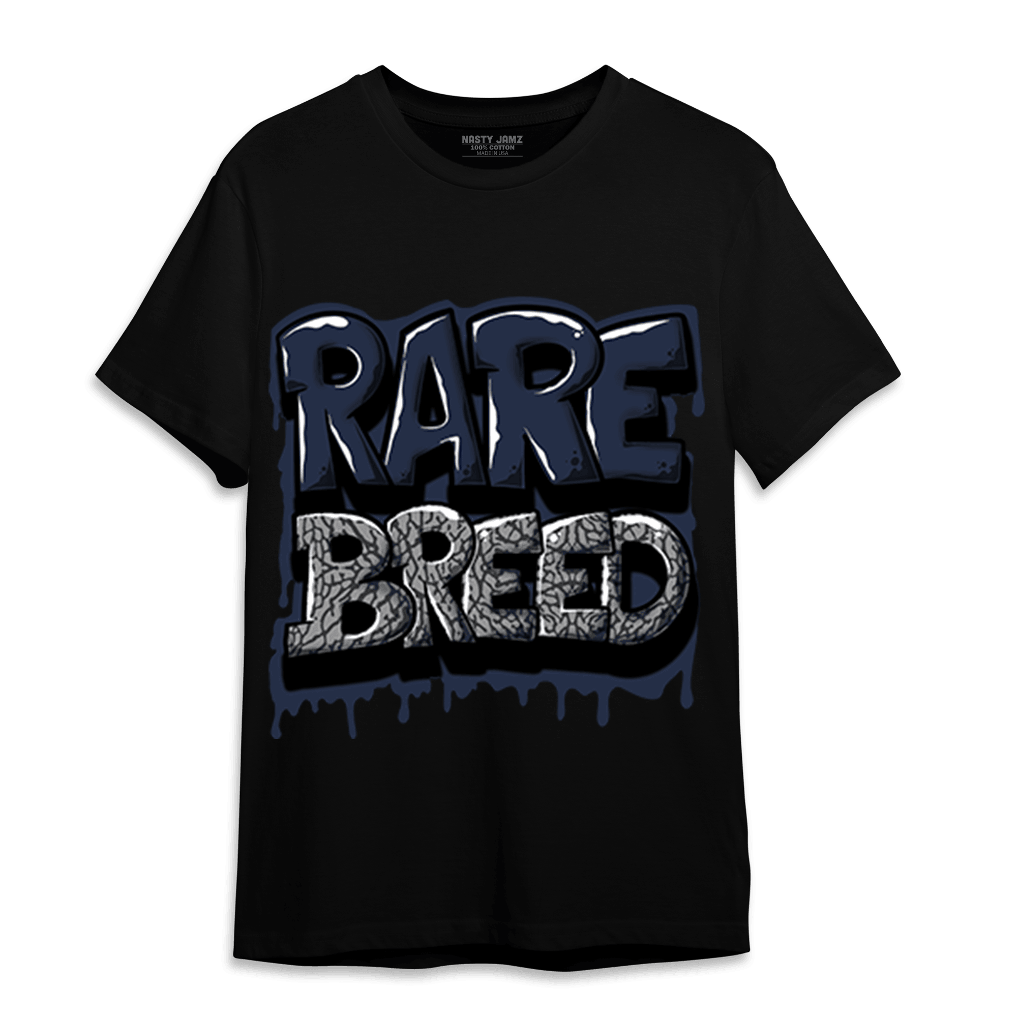 White Navy 3s T Shirt Match Rare Breed - NastyJamz