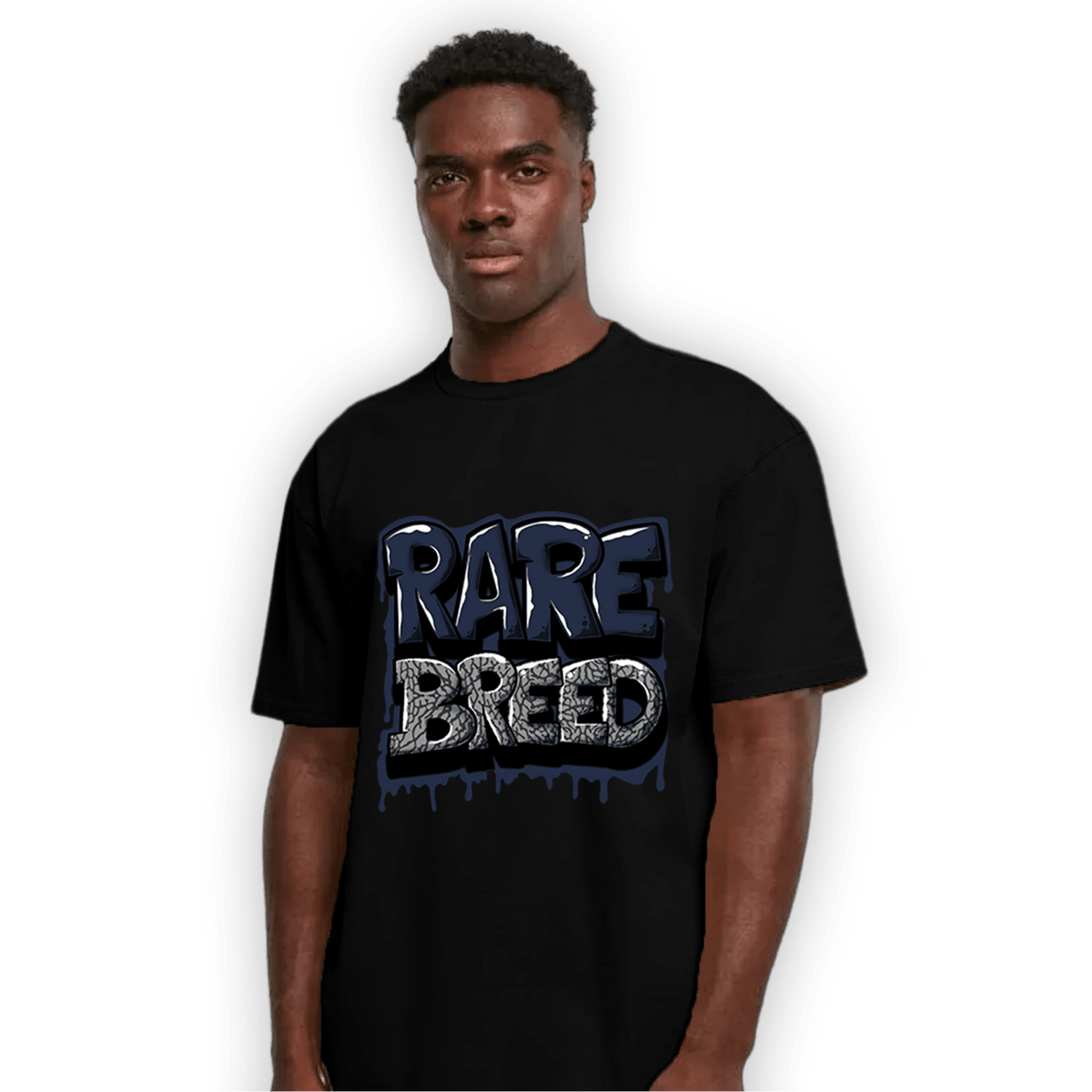 White Navy 3s T Shirt Match Rare Breed - NastyJamz