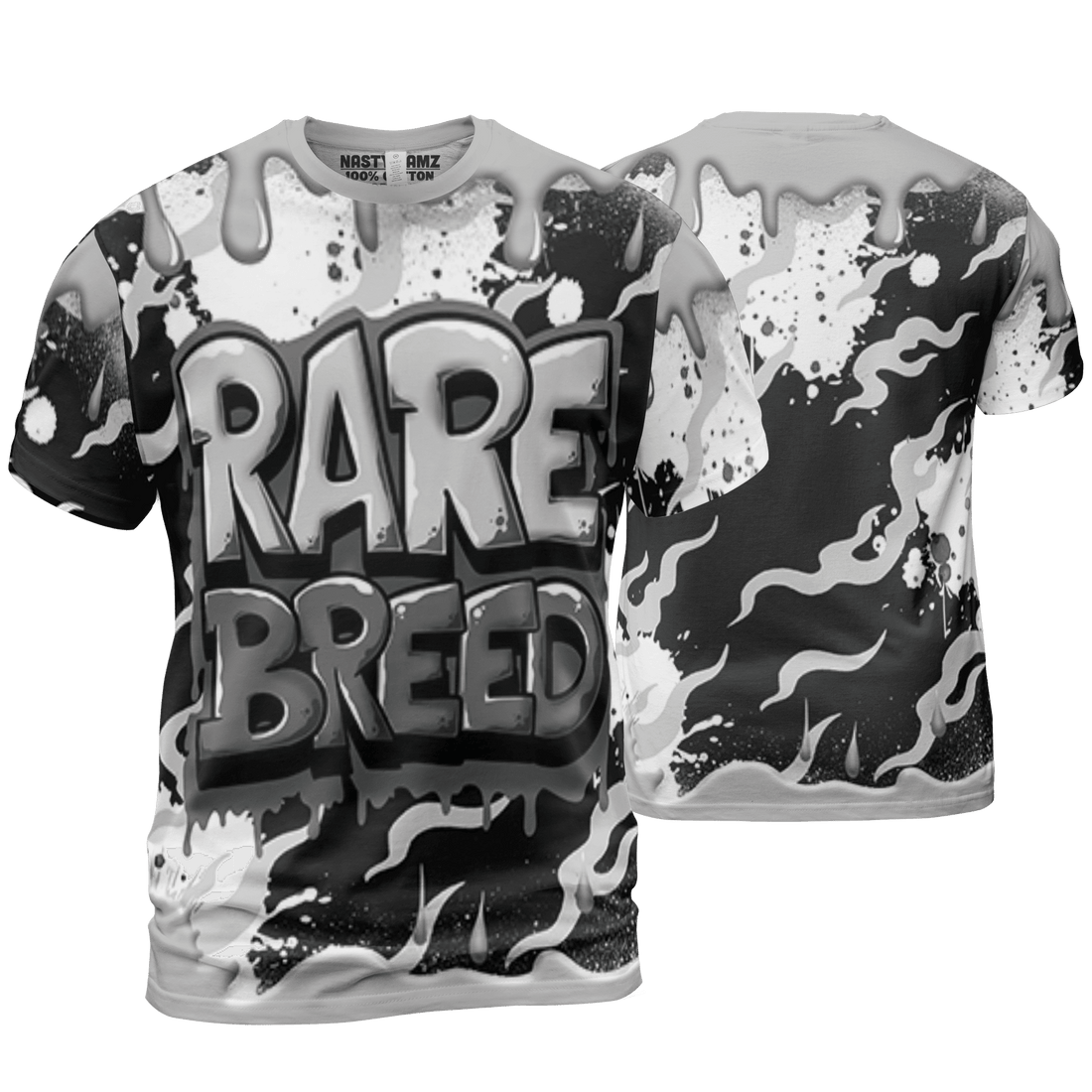 Retro High OG Black White 1s T Shirt Match Rare Breed 3D All-Over Print Drippin - NastyJamz