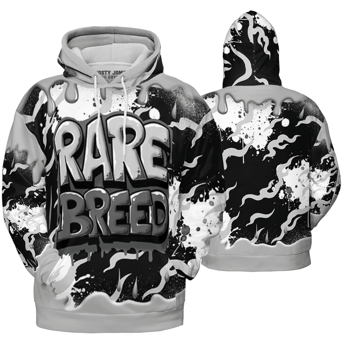 Retro High OG Black White 1s Hoodie Match Rare Breed 3D All-Over Print Drippin - NastyJamz