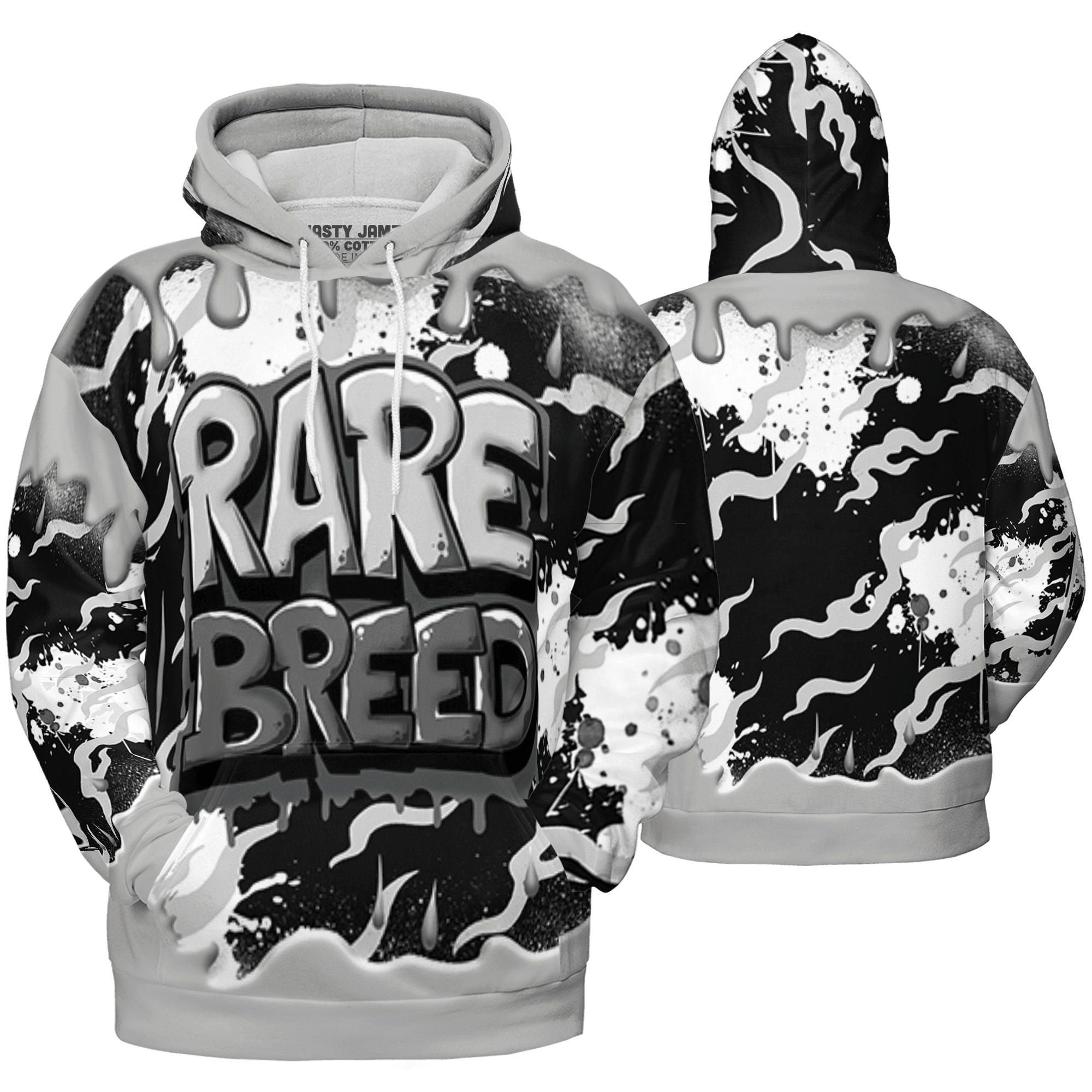 Retro High OG Black White 1s Hoodie Match Rare Breed 3D All-Over Print Drippin - NastyJamz