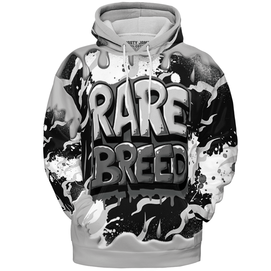 Retro High OG Black White 1s Hoodie Match Rare Breed 3D All-Over Print Drippin - NastyJamz