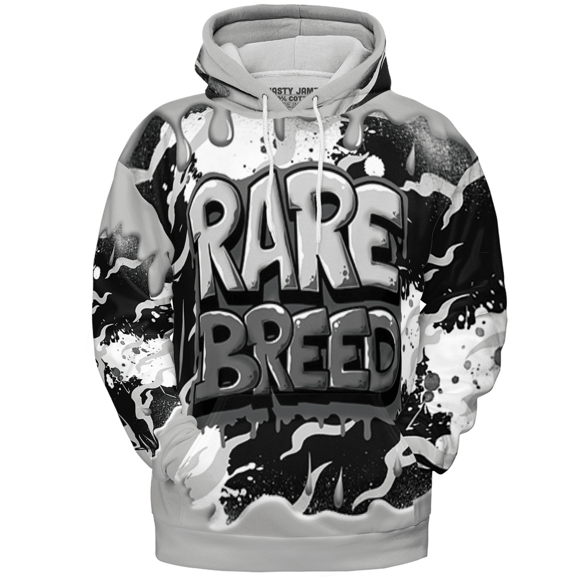 Retro High OG Black White 1s Hoodie Match Rare Breed 3D All-Over Print Drippin - NastyJamz