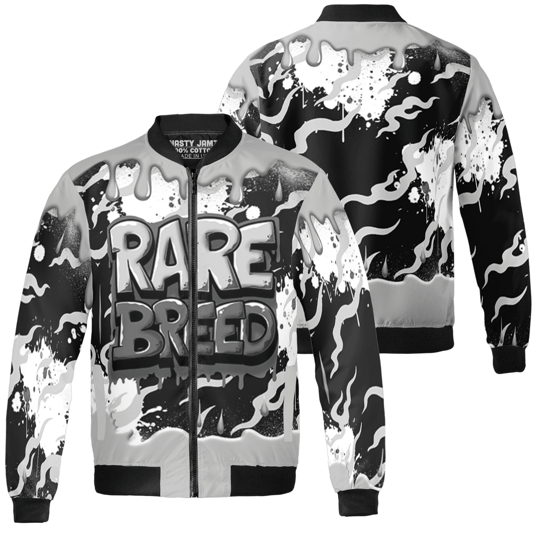 Retro High OG Black White 1s Jacket Match Rare Breed 3D All-Over Print Drippin - NastyJamz
