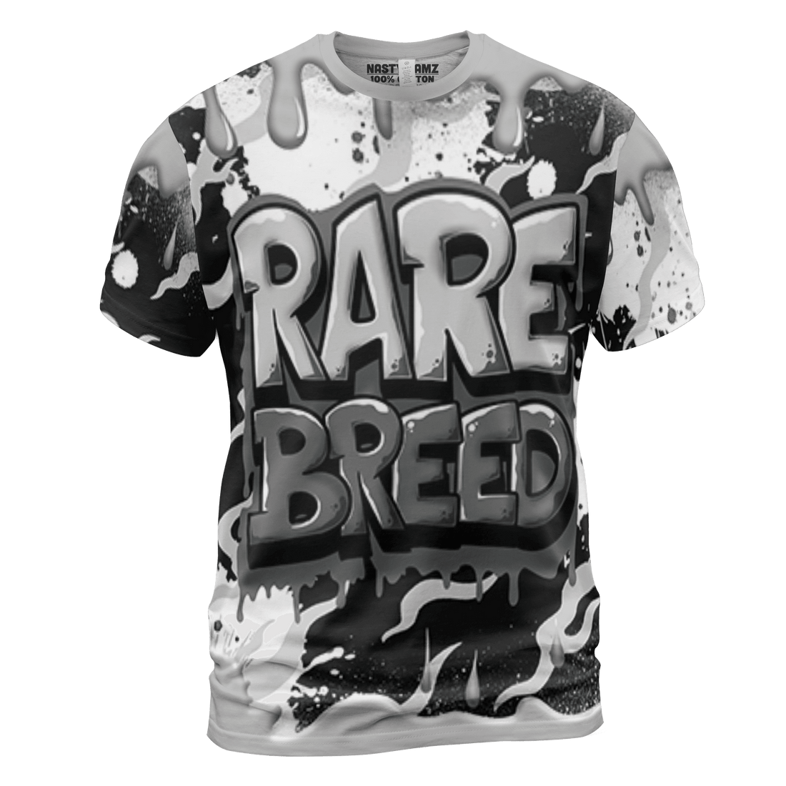 Retro High OG Black White 1s T Shirt Match Rare Breed 3D All-Over Print Drippin - NastyJamz