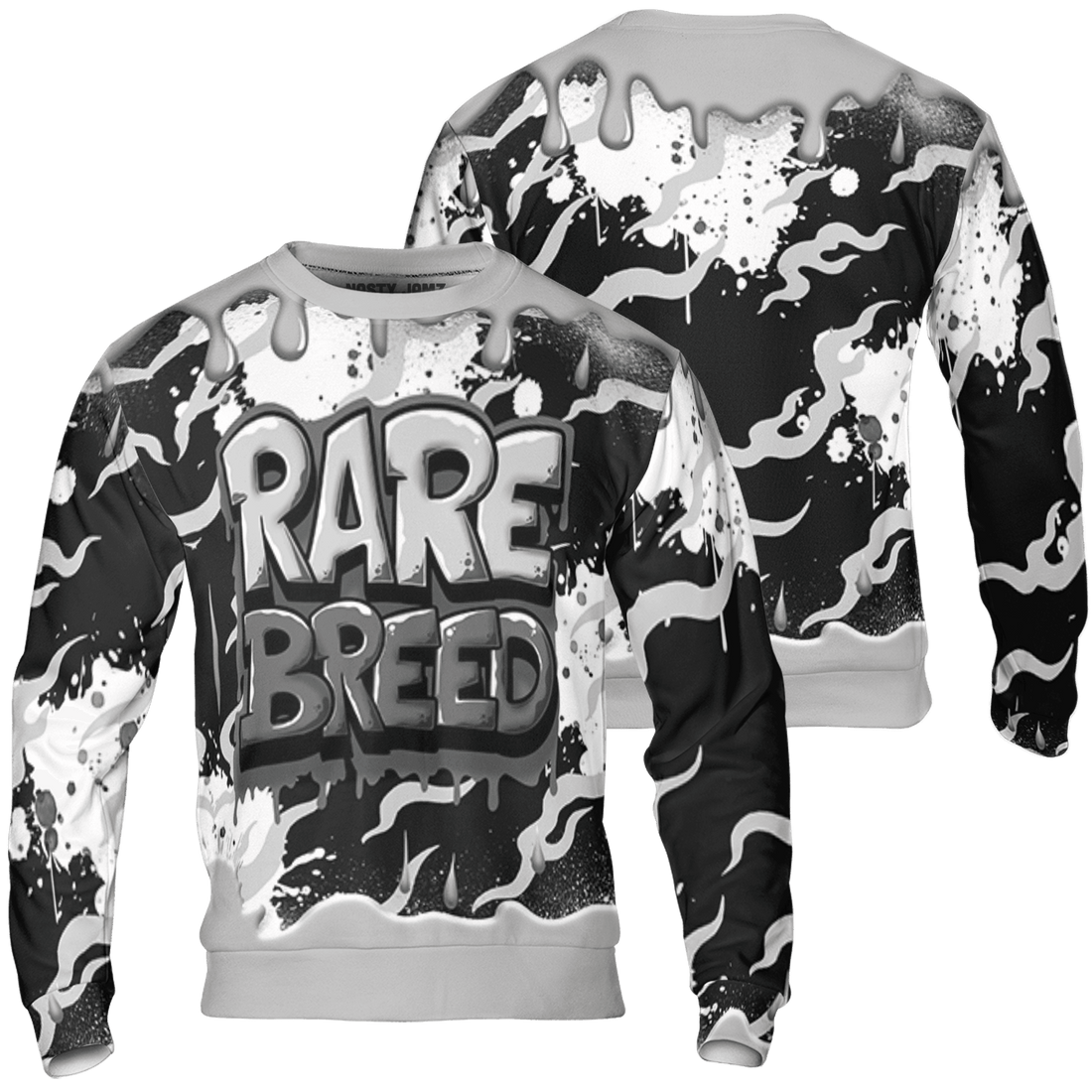 Retro High OG Black White 1s Sweatshirt Match Rare Breed 3D All-Over Print Drippin - NastyJamz