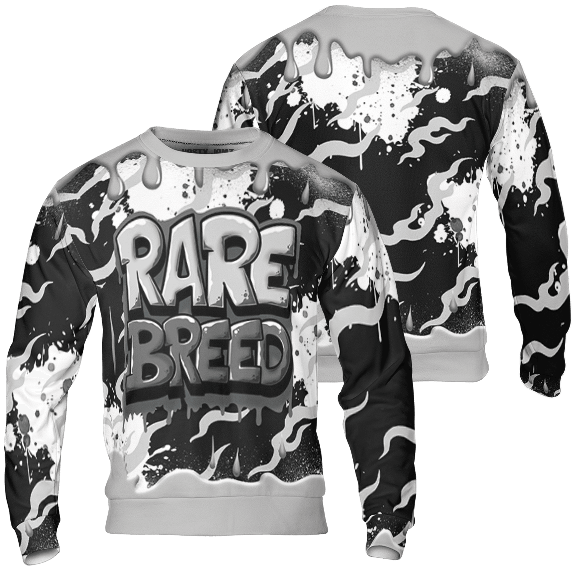 Retro High OG Black White 1s Sweatshirt Match Rare Breed 3D All-Over Print Drippin - NastyJamz