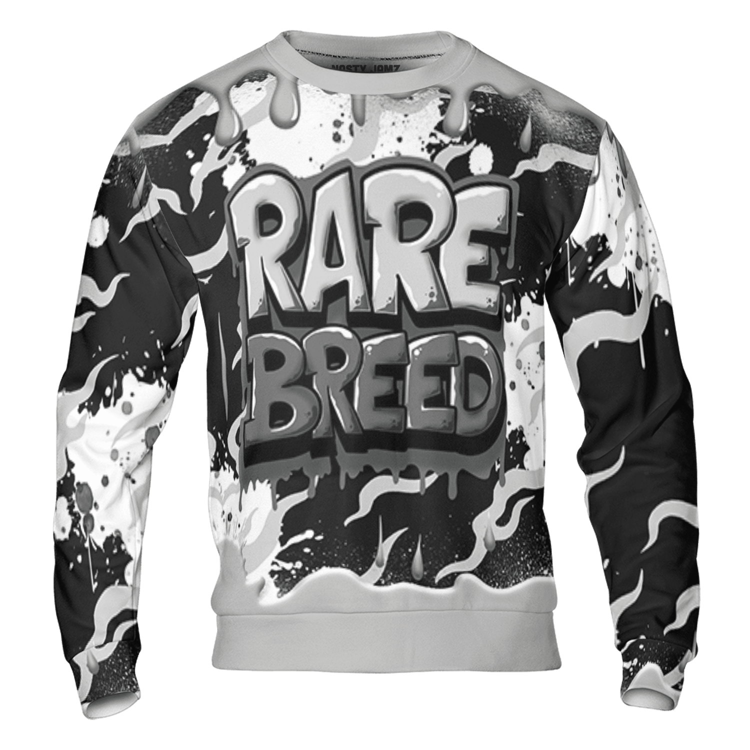 Retro High OG Black White 1s Sweatshirt Match Rare Breed 3D All-Over Print Drippin - NastyJamz