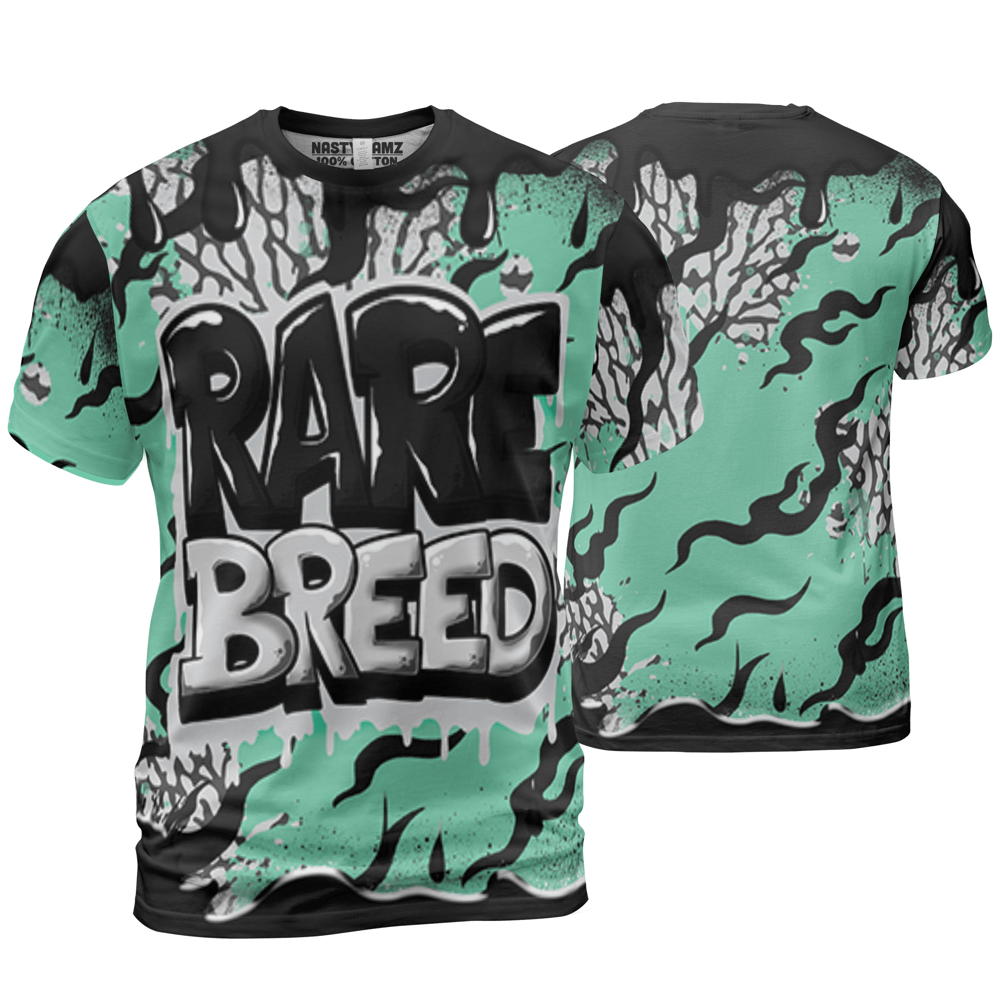 Green Glow 3s T Shirt Match Rare Breed 3D All-Over Print Drippin - NastyJamz