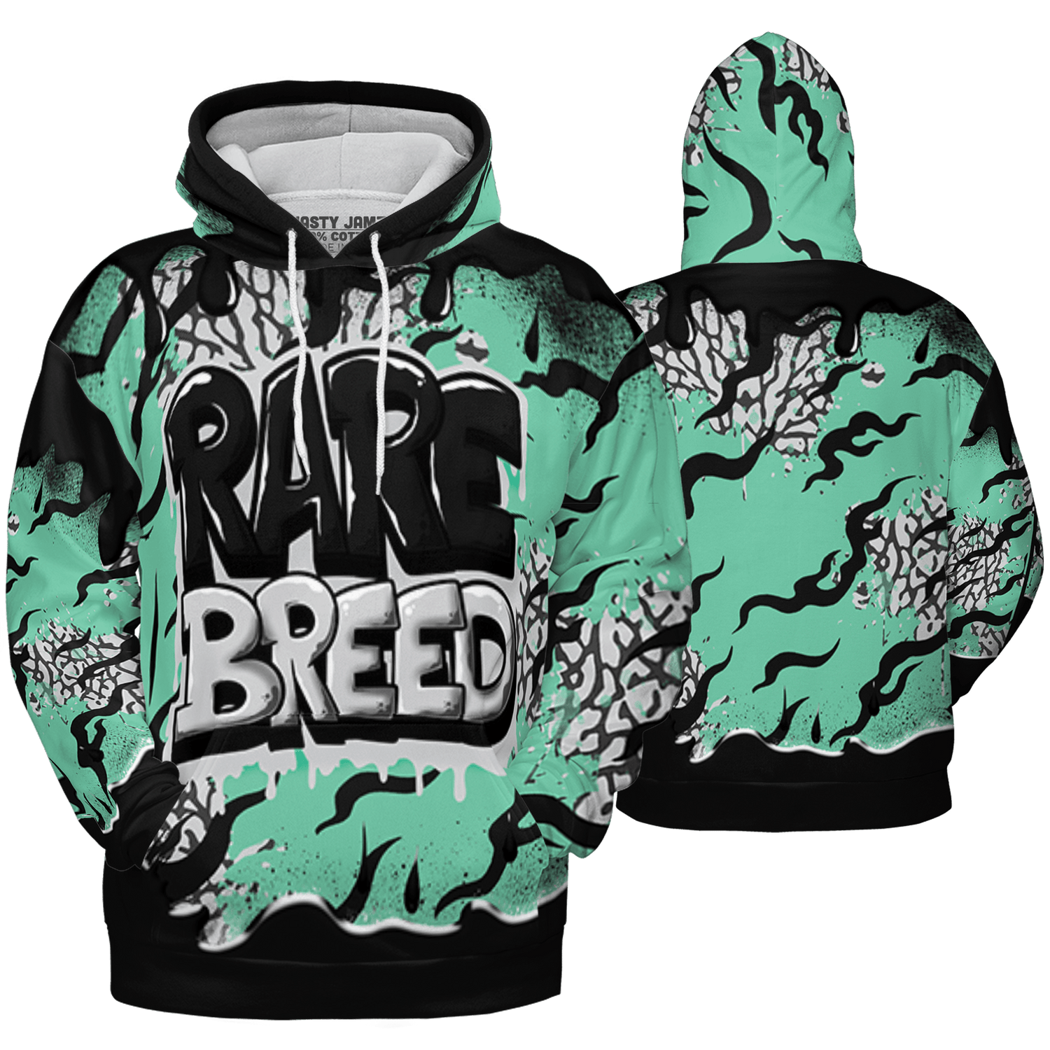 Green Glow 3s Hoodie Match Rare Breed 3D All-Over Print Drippin - NastyJamz