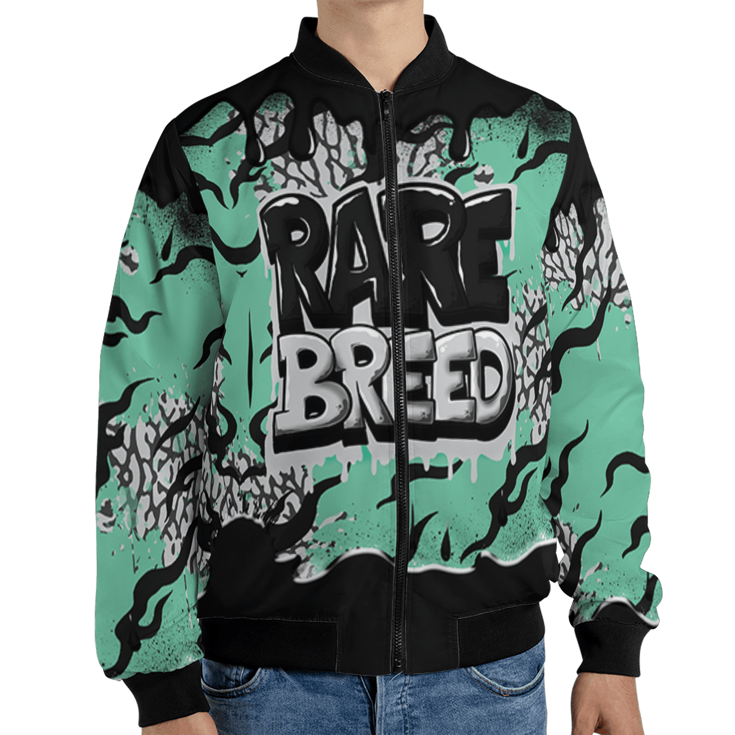 Green Glow 3s Jacket Match Rare Breed 3D All-Over Print Drippin - NastyJamz