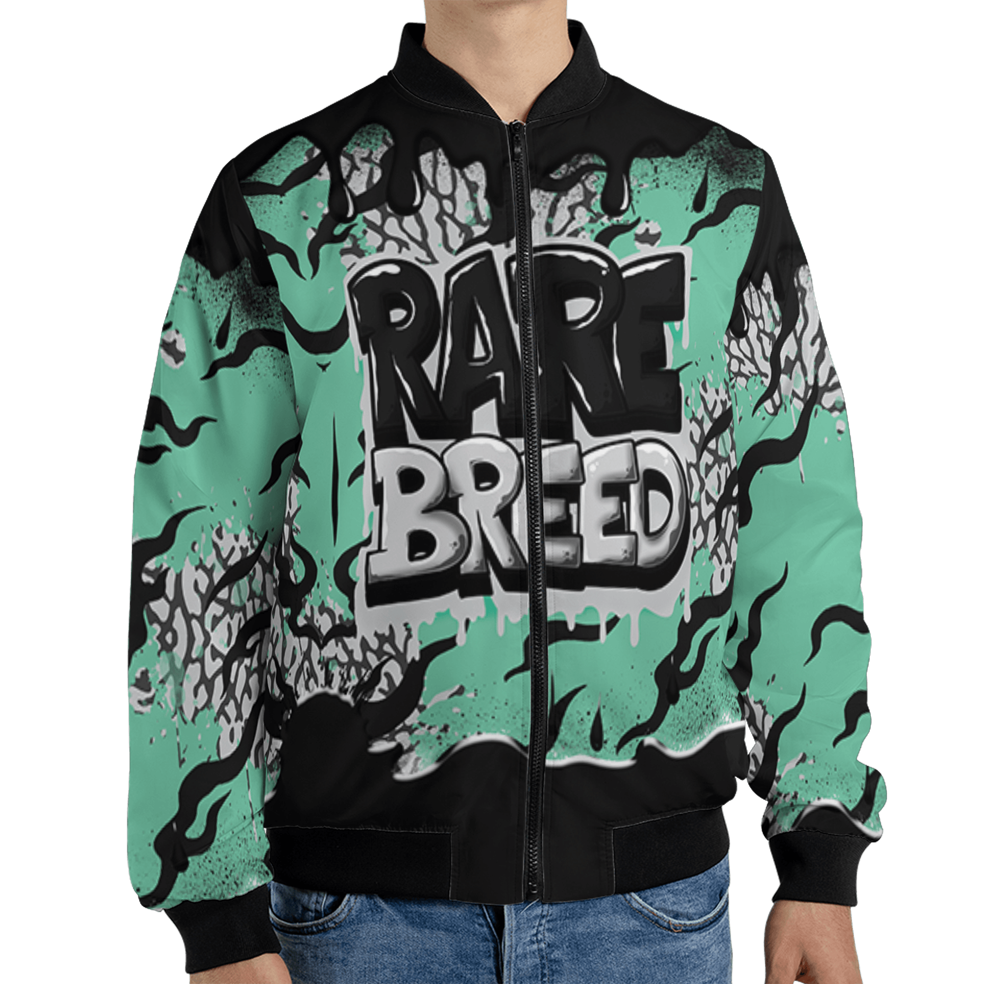 Green Glow 3s Jacket Match Rare Breed 3D All-Over Print Drippin - NastyJamz