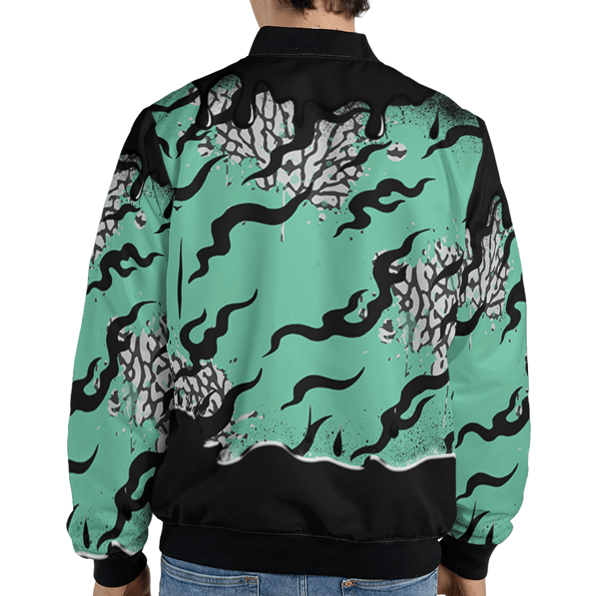 Green Glow 3s Jacket Match Rare Breed 3D All-Over Print Drippin - NastyJamz