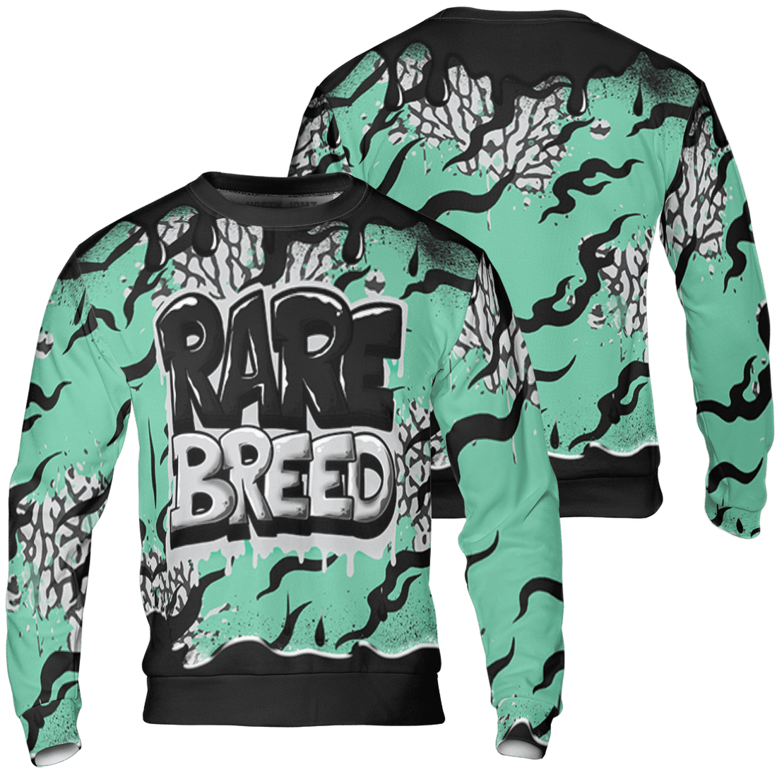 Green Glow 3s Sweatshirt Match Rare Breed 3D All-Over Print Drippin - NastyJamz
