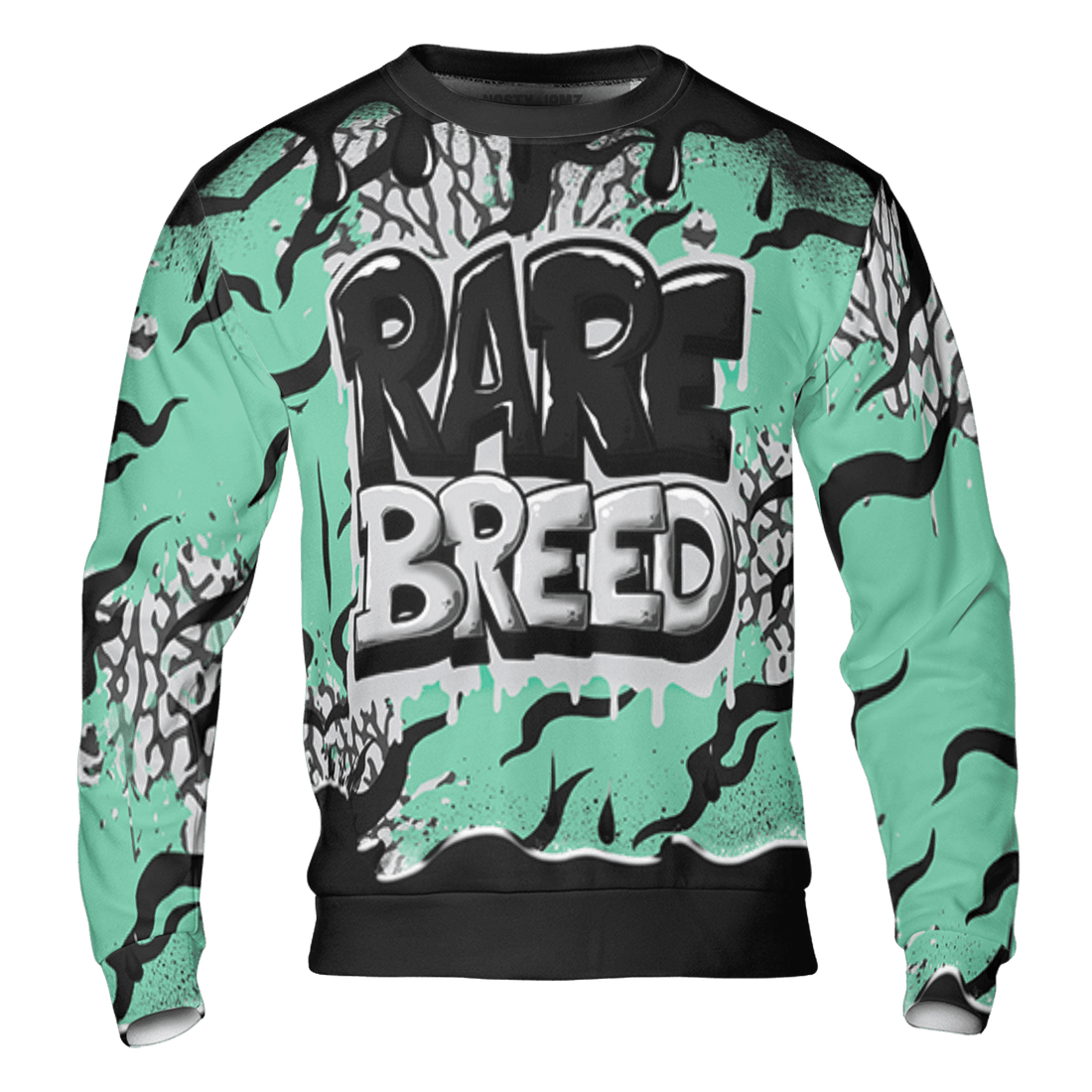Green Glow 3s Sweatshirt Match Rare Breed 3D All-Over Print Drippin - NastyJamz