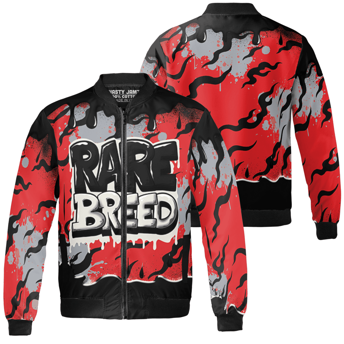 Bred Reimagined 4s Jacket Match Rare Breed 3D All-Over Print Drippin - NastyJamz