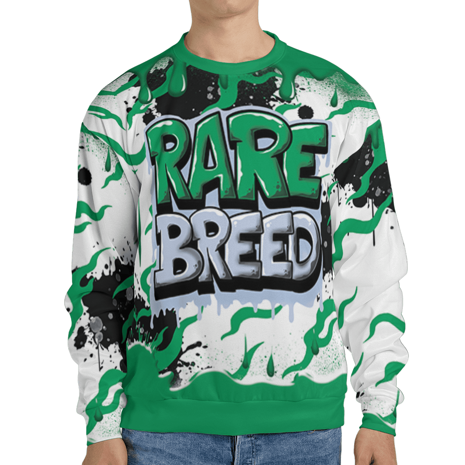 Lucky Green 5s Sweatshirt Match Rare Breed 3D All-Over Print Drippin - NastyJamz