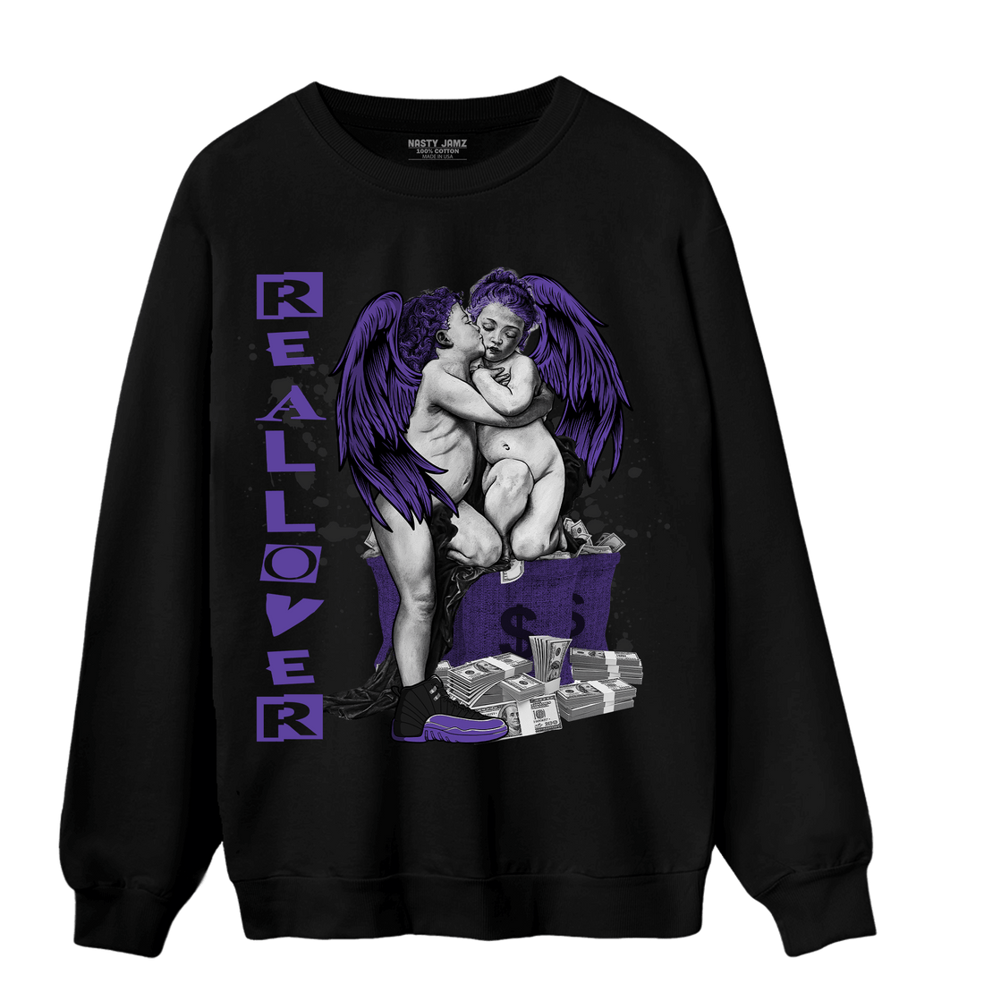 Field Purple 12s Sweatshirt Match Real Lover Angel - NastyJamz