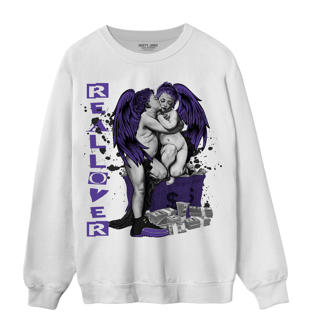 Field Purple 12s Sweatshirt Match Real Lover Angel - NastyJamz