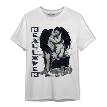 White Navy 3s T Shirt Match Real Lover Angel - NastyJamz