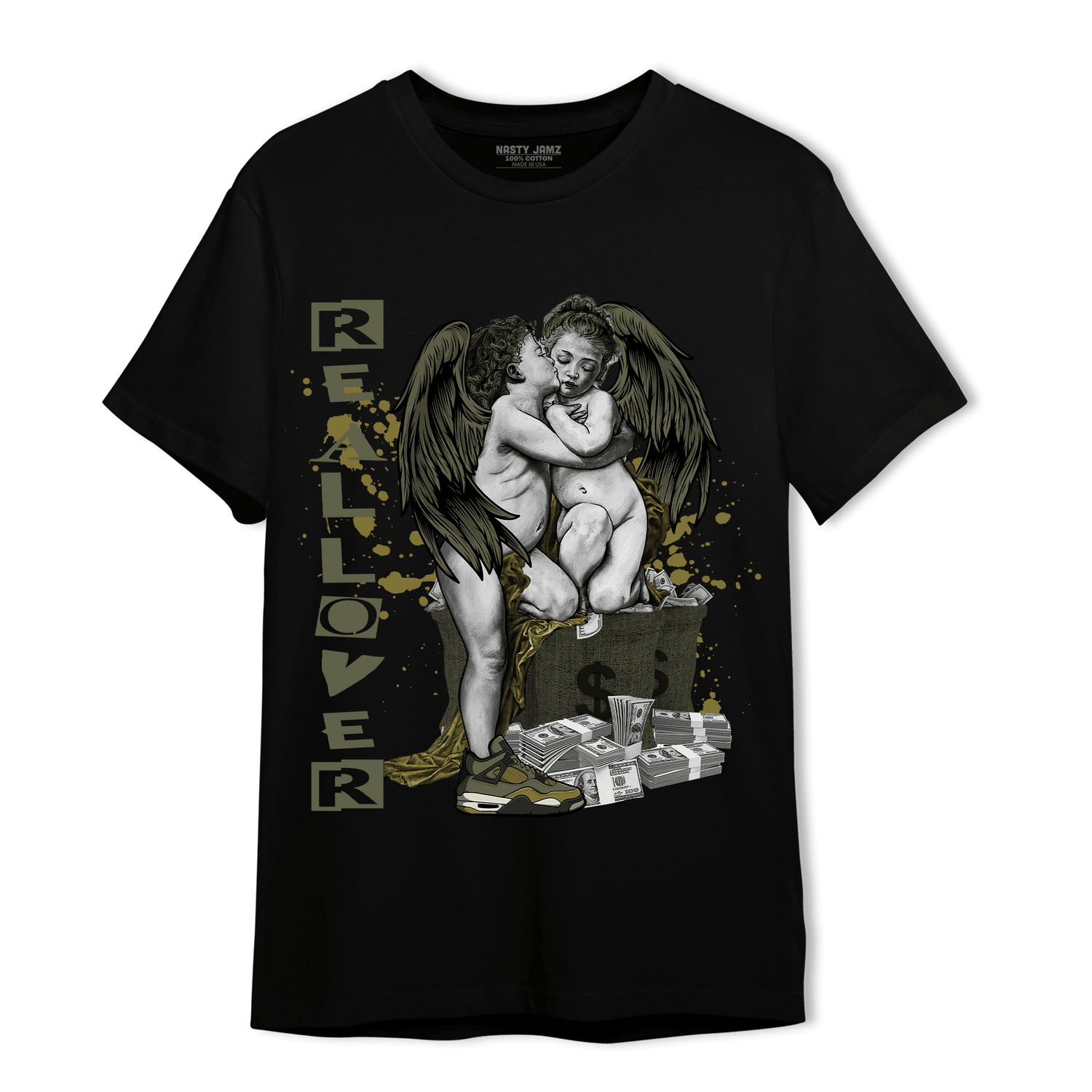 SE Craft Medium Olive 4s T Shirt Match Real Lover Angel - NastyJamz