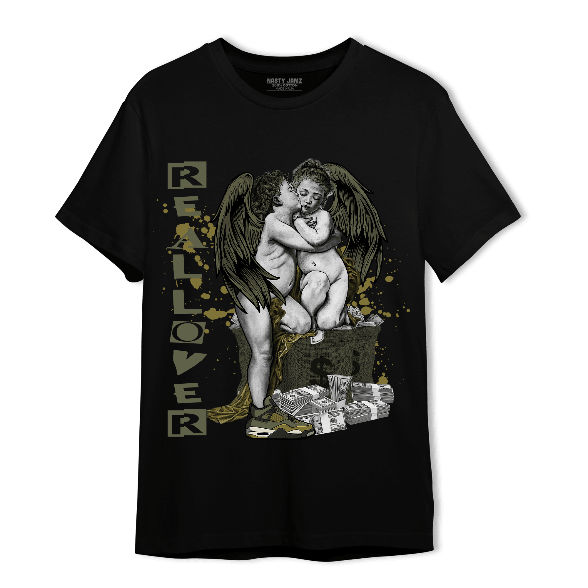 SE Craft Medium Olive 4s T Shirt Match Real Lover Angel - NastyJamz