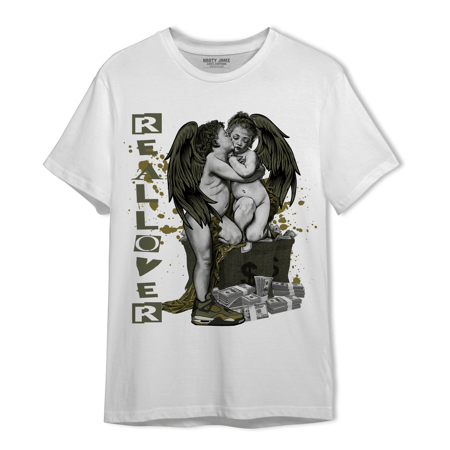 SE Craft Medium Olive 4s T Shirt Match Real Lover Angel - NastyJamz
