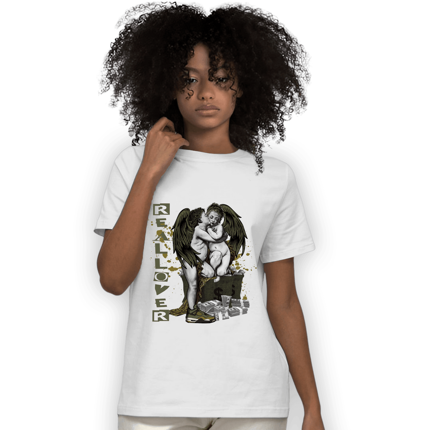SE Craft Medium Olive 4s T Shirt Match Real Lover Angel - NastyJamz