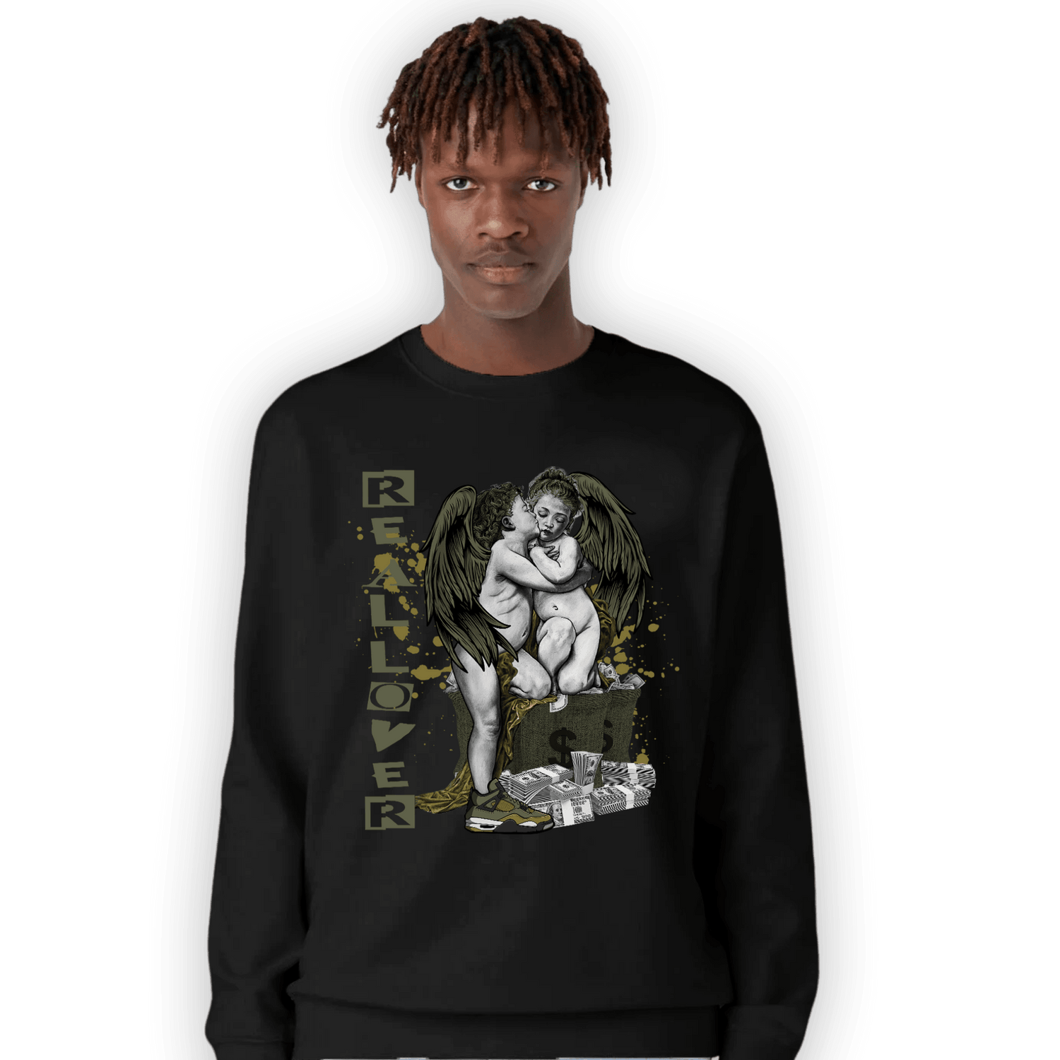 SE Craft Medium Olive 4s Sweatshirt Match Real Lover Angel - NastyJamz