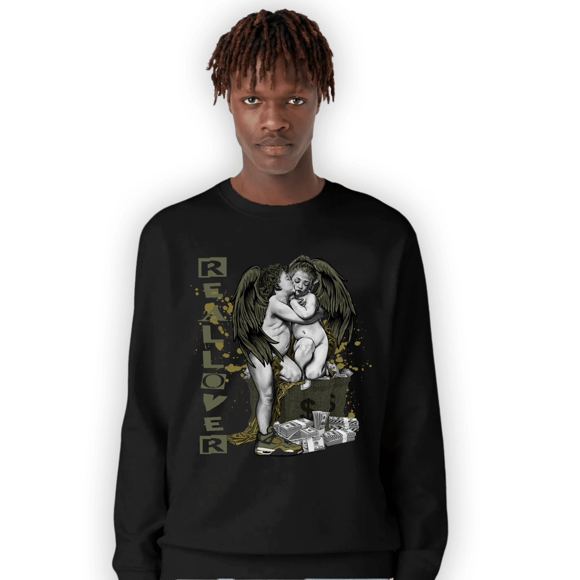 SE Craft Medium Olive 4s Sweatshirt Match Real Lover Angel - NastyJamz