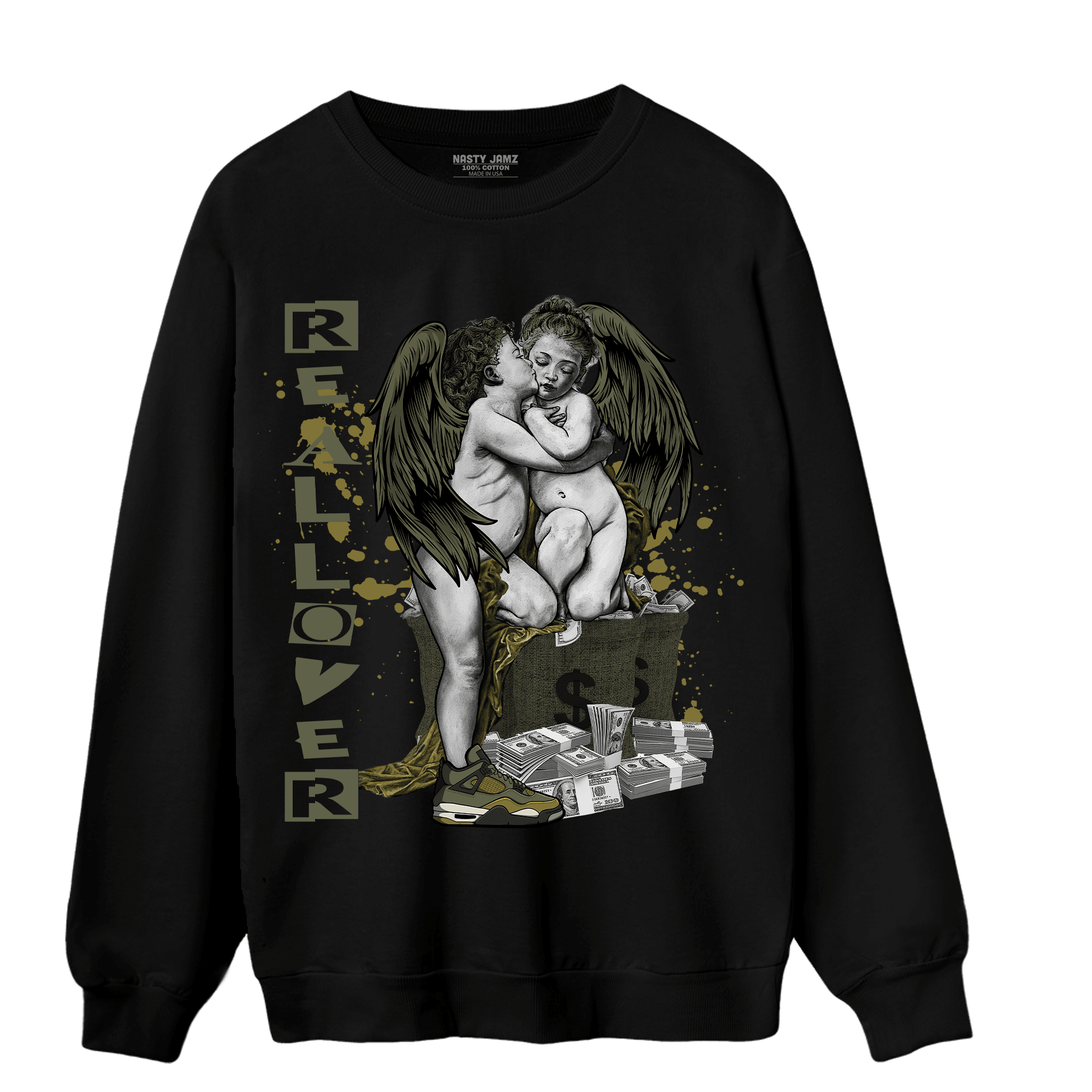 SE Craft Medium Olive 4s Sweatshirt Match Real Lover Angel - NastyJamz