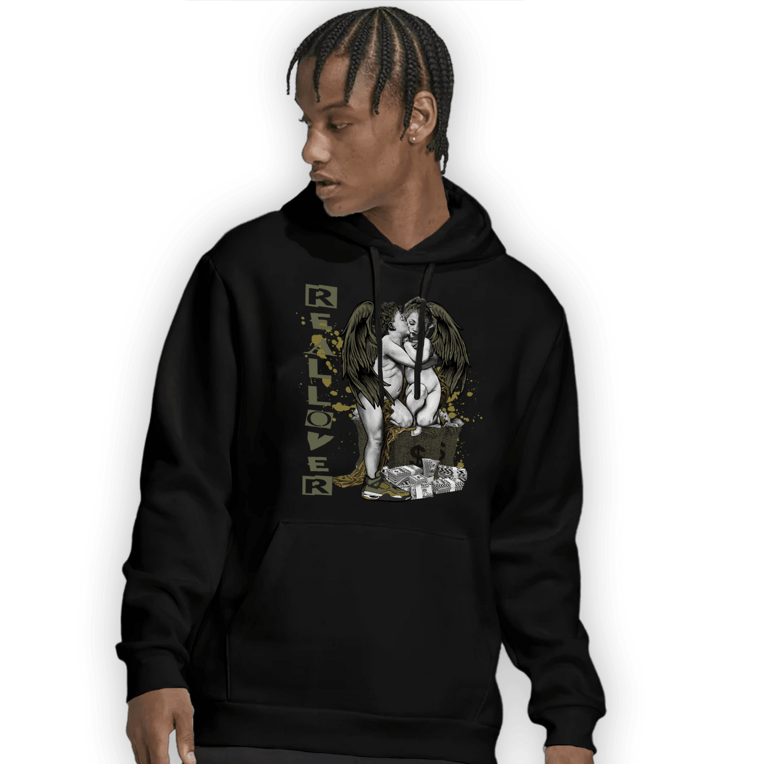 SE Craft Medium Olive 4s Hoodie Match Real Lover Angel - NastyJamz