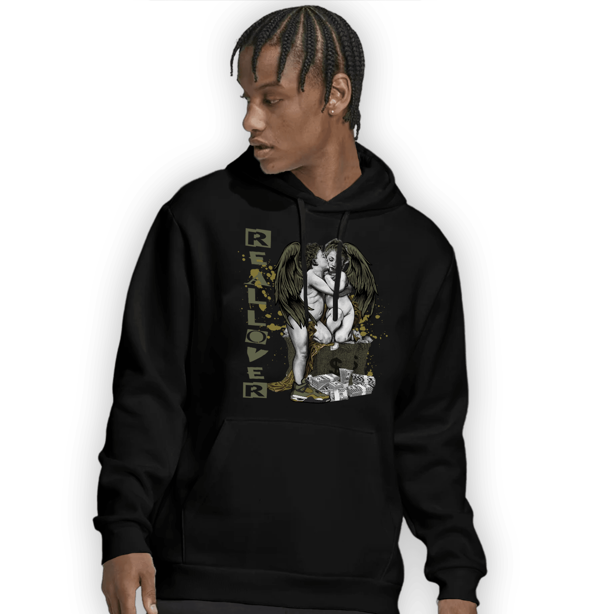 SE Craft Medium Olive 4s Hoodie Match Real Lover Angel - NastyJamz